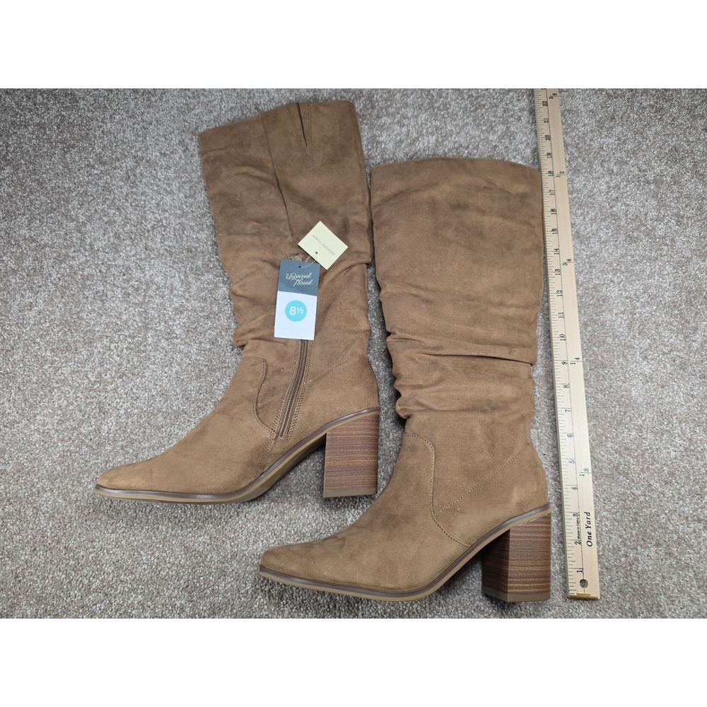 Universal Thread Junie Tan Faux Suede Slouchy Block Heel Boots 8.5 NEW